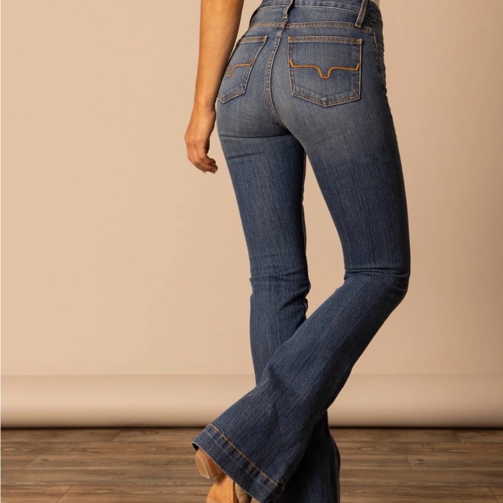 Kimes Ranch Women's Flare Jeans in Dark Blue Denim